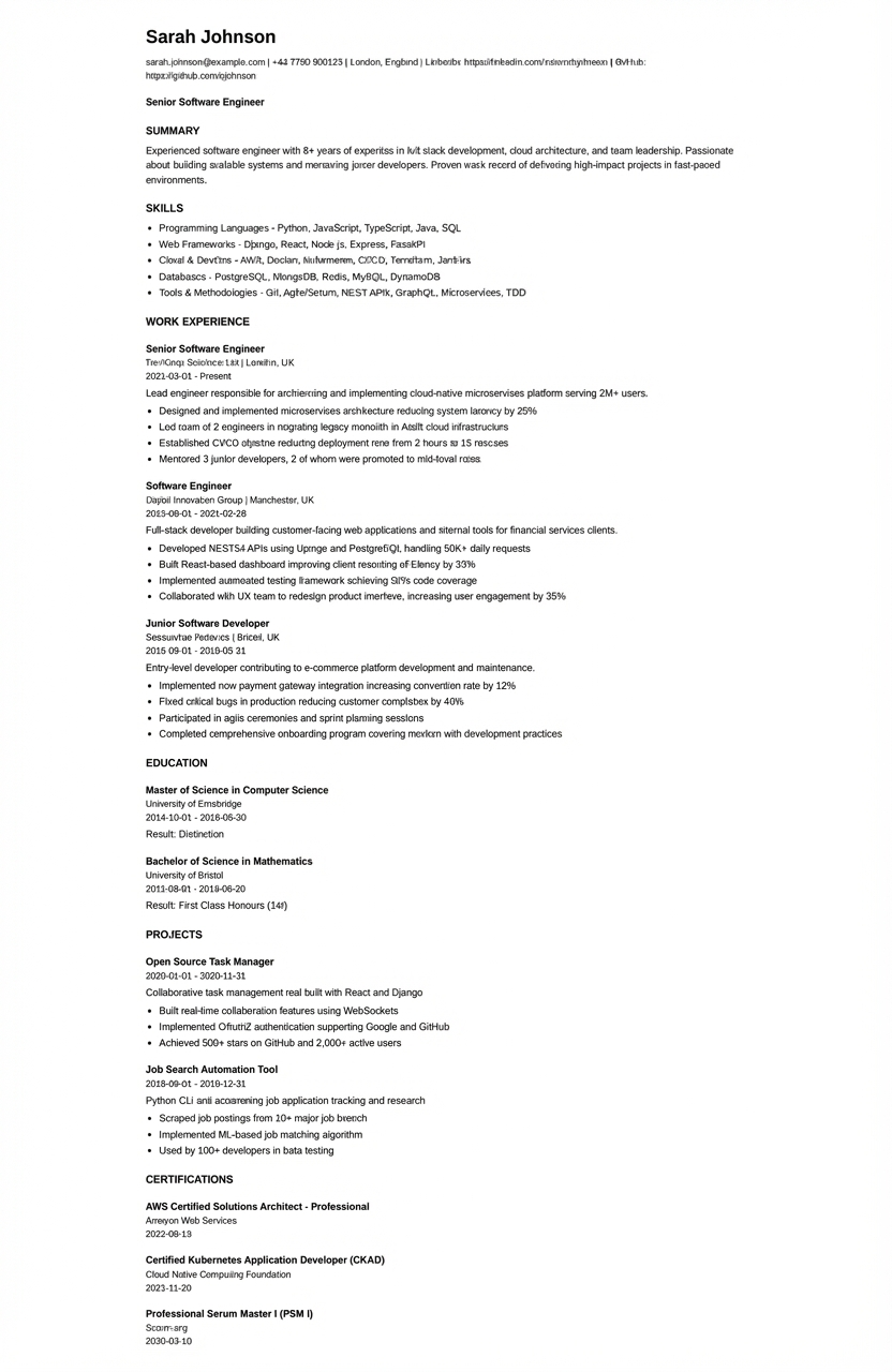 ATS-Optimized CV style