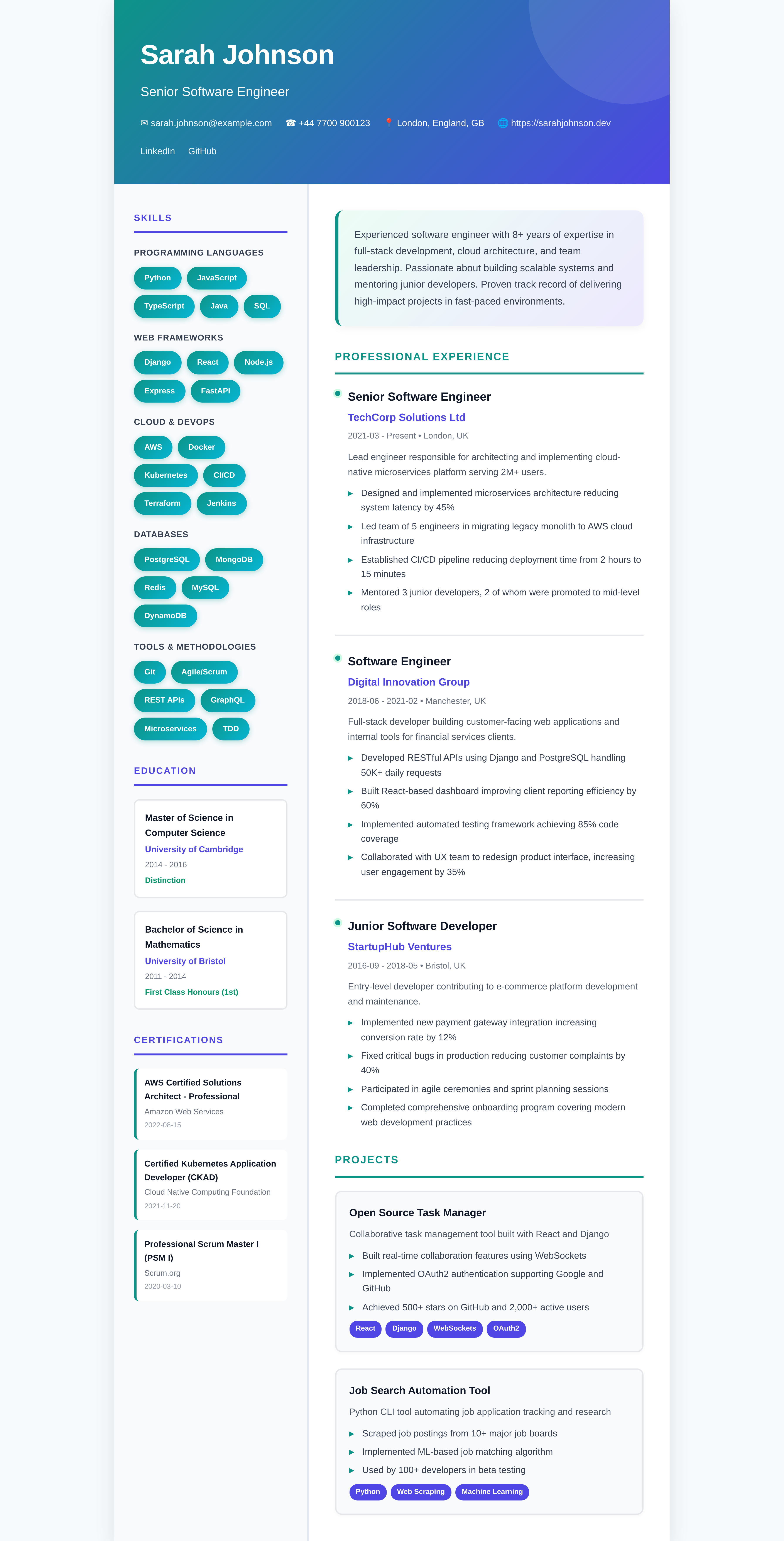 Modern Bold CV style
