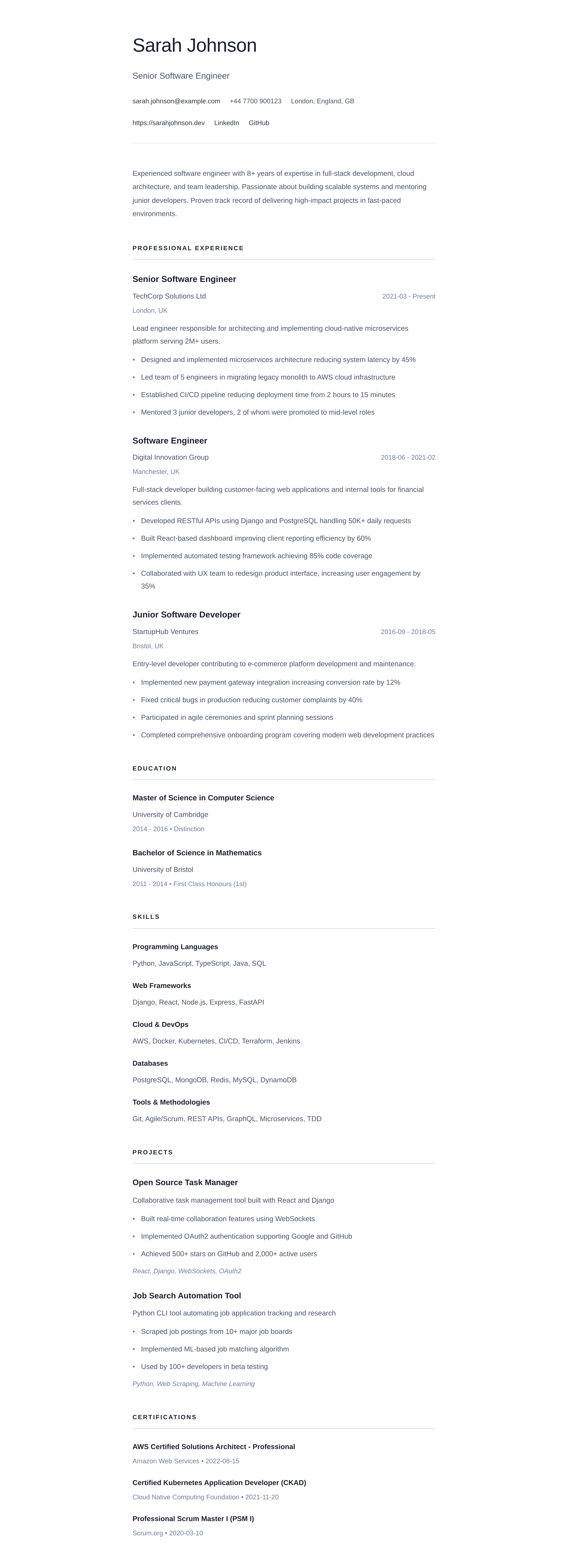 Professional Clean CV style