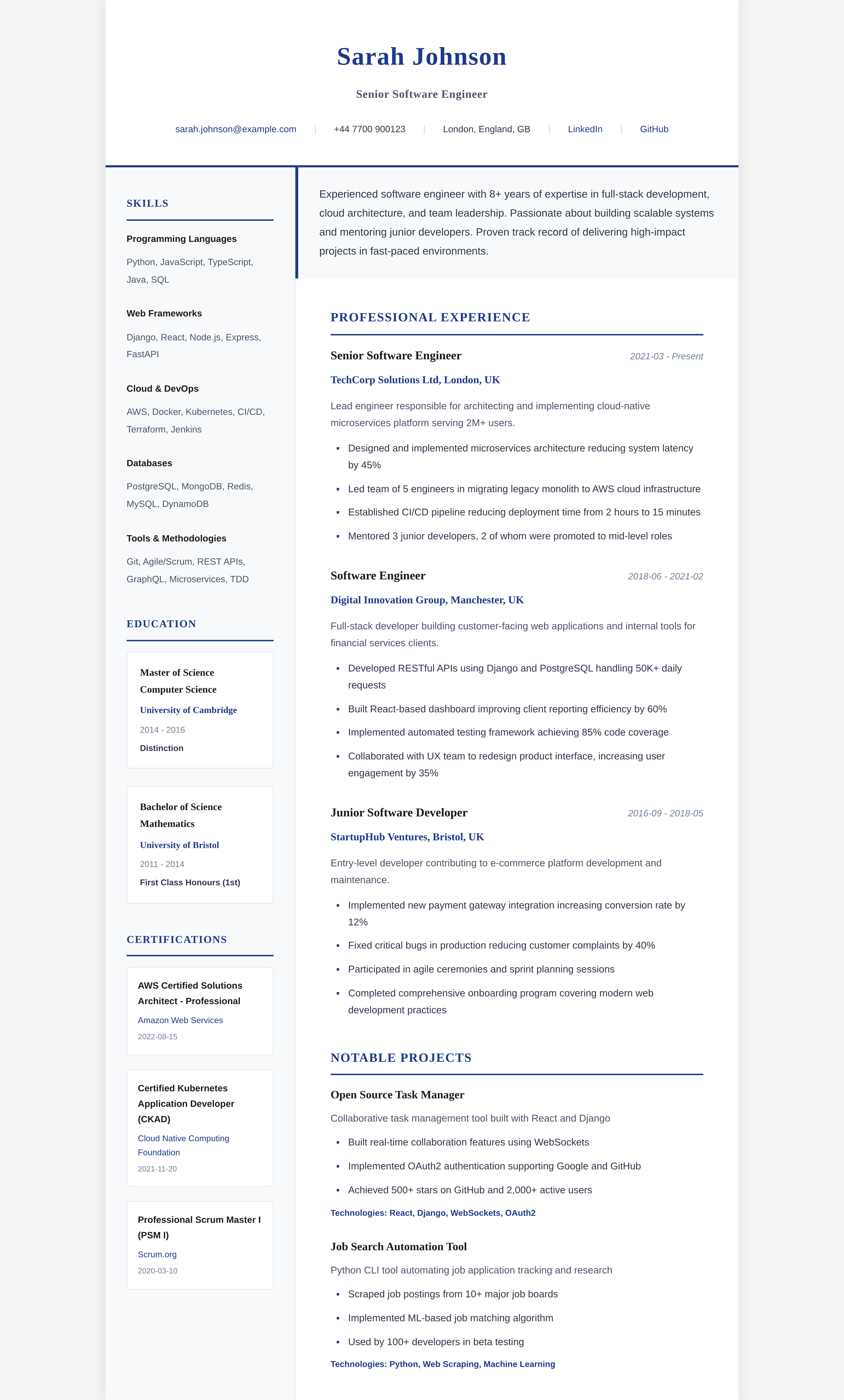 Professional Corporate CV style