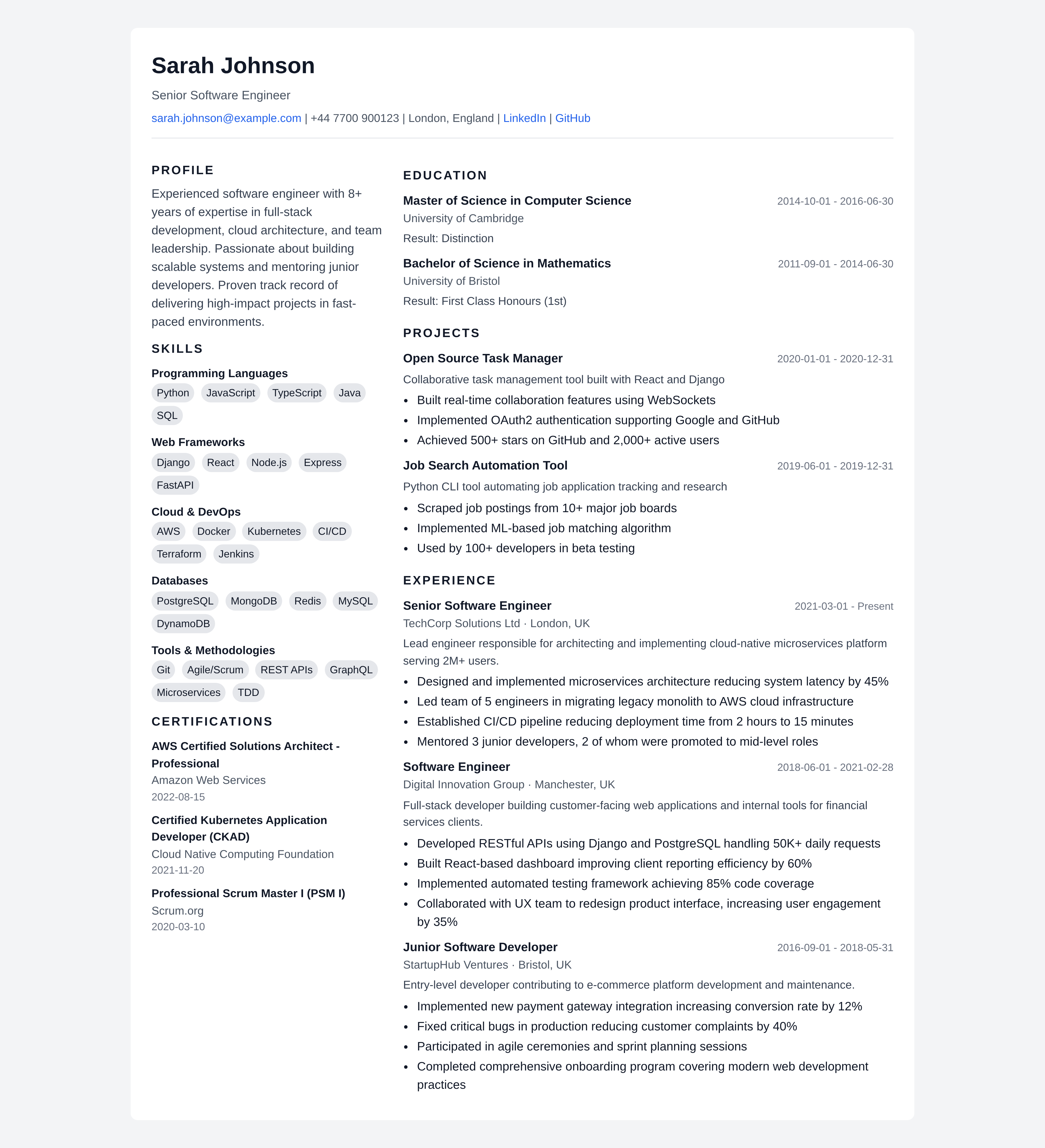 Student / Entry-Level CV style