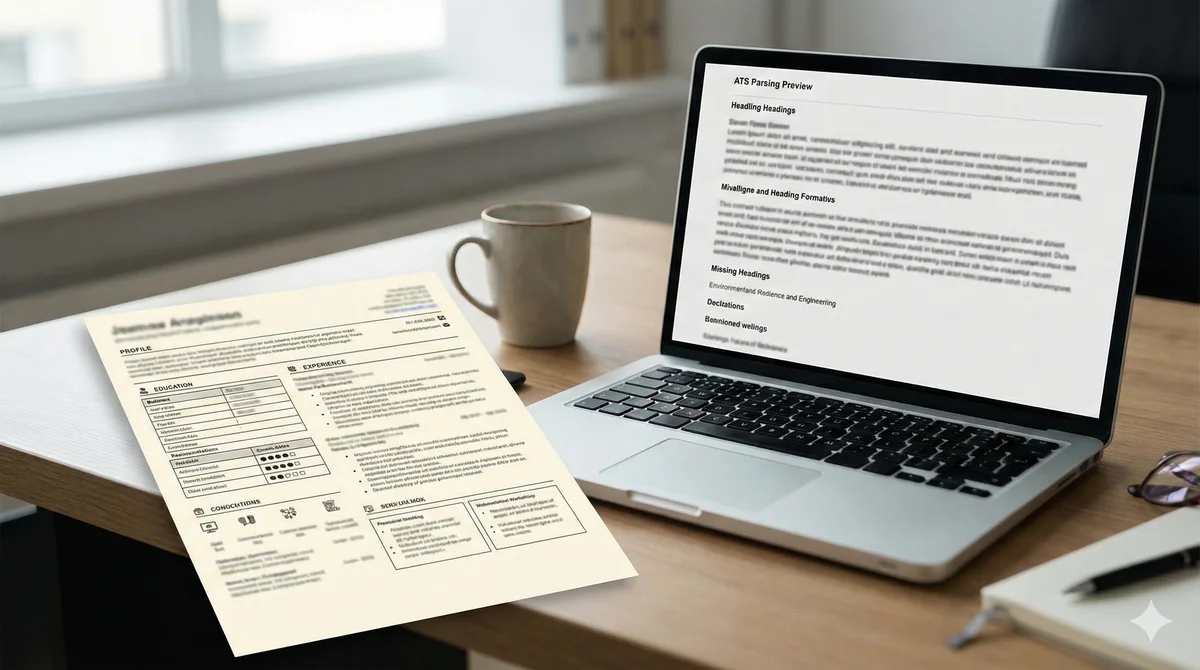 CV document on desk next to laptop