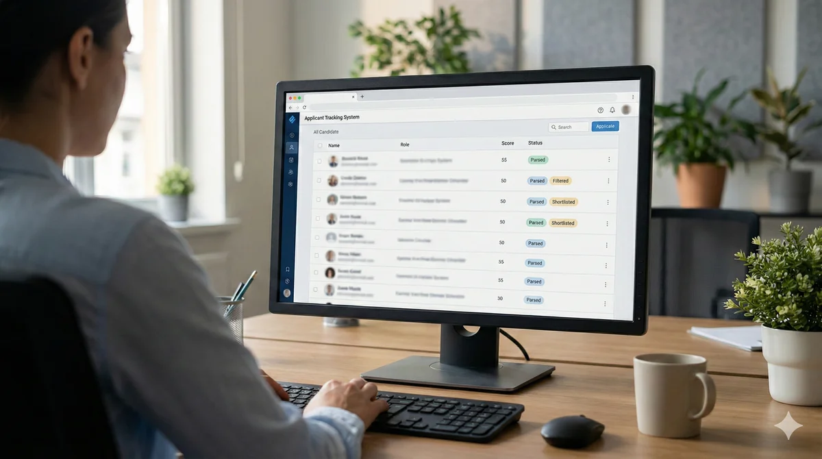 Recruiter reviewing applications in an ATS system
